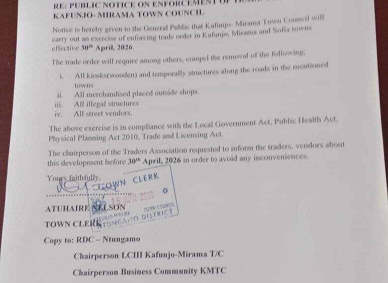 Kafunjo‑ Mirama Town Council Announces Major Trade‑Order Enforcement to Clean Up Streets