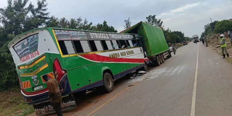 Driver Dead After Amuria High School Bus Ferrying Students Rams Into Parked Truck