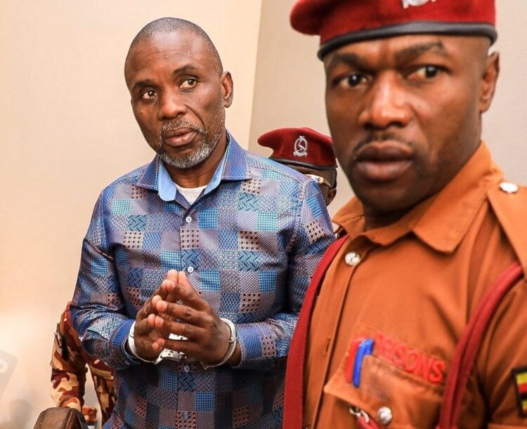 Former Kampala Lord Mayor and President of the People’s Front for Freedom (PFF), Erias Lukwago being led into Justice David Matovu chambers in June through a back door