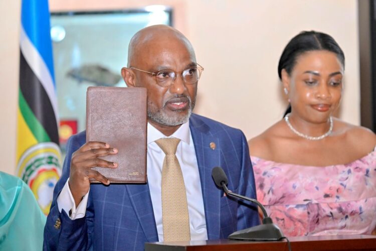 Adonia Ayebare swearing in as the new Foreign Affairs Minister