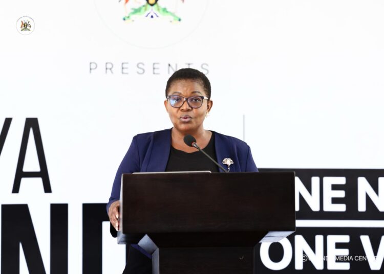 The Minister for ICT & National Guidance, Hon Justine Lumumba Kasule addresses media at the Uganda Media Centre recently